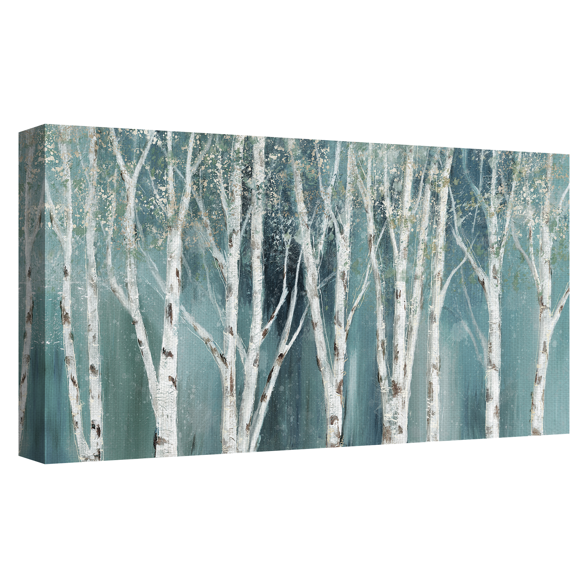 Masterpiece Art Gallery Birch On Blue Soft Mystical Forest By Nan Canvas Art Print 27" x 54"