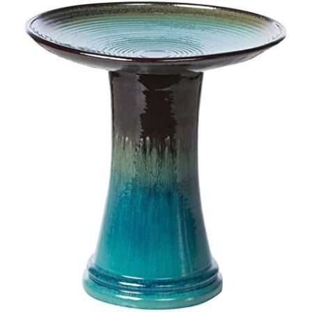 Atlantis Glazed Ceramic Bird Bath$$Garden & Patio