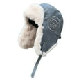 thumbnail image 2 of Naierhg Beanie Winter Women Bomber Hat Plush Lining Solid Color Ear Protection Fluffy Windproof Letter Embroidery Earflap Hat for OutdoorGrey, 2 of 8