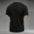 thumbnail image 5 of Men's We The People Means Everyone Polo Shirt with Rainbow Fist Graphic and Colorful Collar Trim Featuring Short Sleeves Black L, 5 of 5