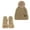 Mocha, variant on C.C Women Waffle Knit Fuzzy Sherpa Lined Pom Beanie & Mitten Winter Gloves Set, Black