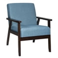 thumbnail image 2 of Spaco Solid Rubber Wood Fabric Accent Armchair-Blue, Modern Mid-Century Upholstered Living Room Chair, 2 of 8