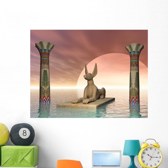 Egyptian Jackel God Wall Decal by Wallmonkeys Peel and Stick Graphic (48 in W x 36 in H) WM247186