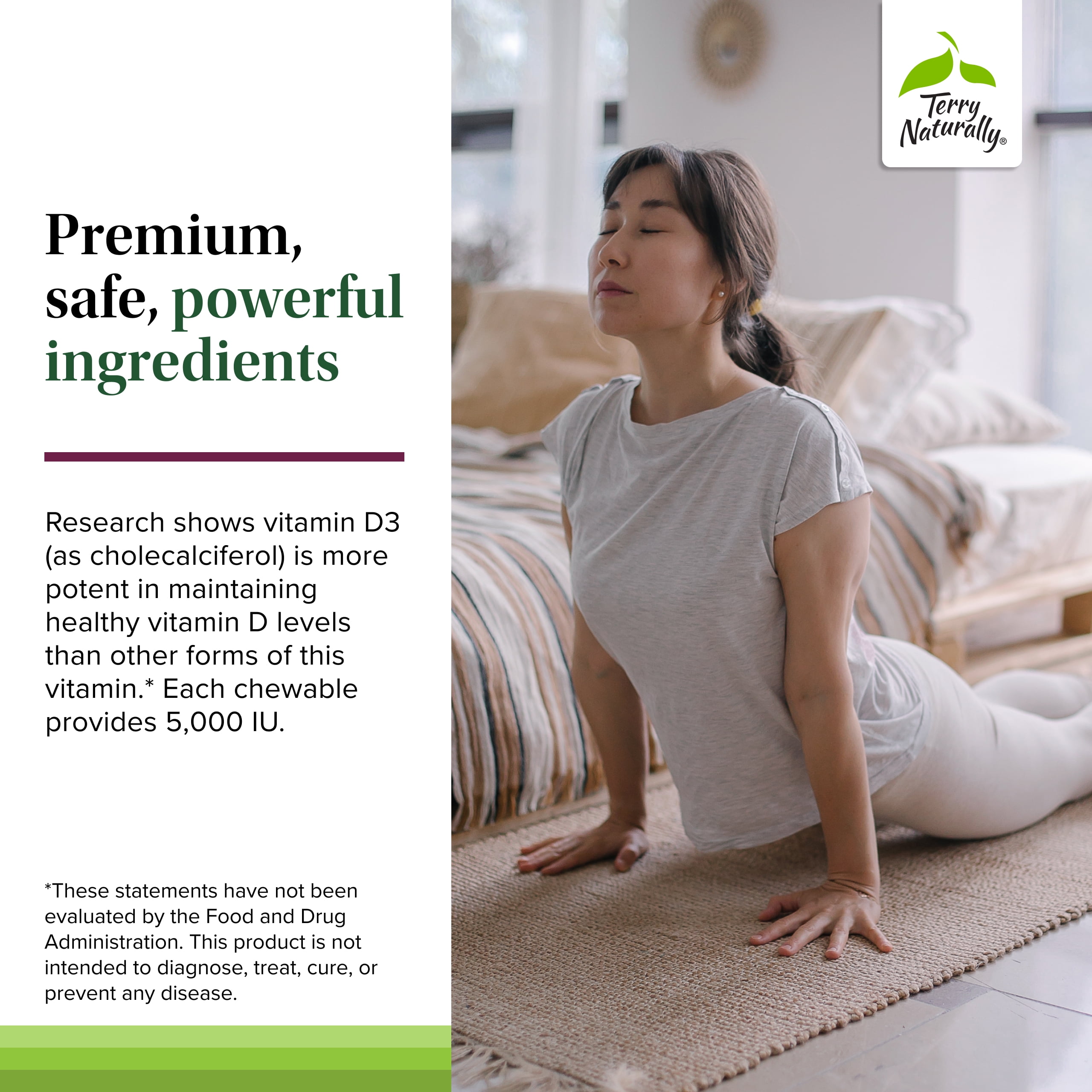 Terry Naturally Vitamin D3 - 90 Chewable Tablets (Pack of 2)