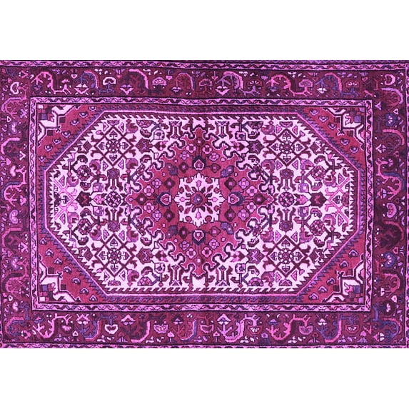 Ahgly Company Indoor Rectangle Medallion Purple Traditional Area Rugs, 3' x 5'