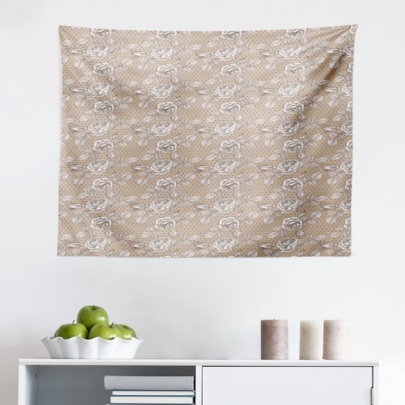 Botanical Tapestry, Simplistic Pattern of Iris Flowers in Abstract Watercolor, Fabric Wall Hanging Decor for Bedroom Living Room Dorm, 2 Sizes, Blue Violet Mustard, by Ambesonne