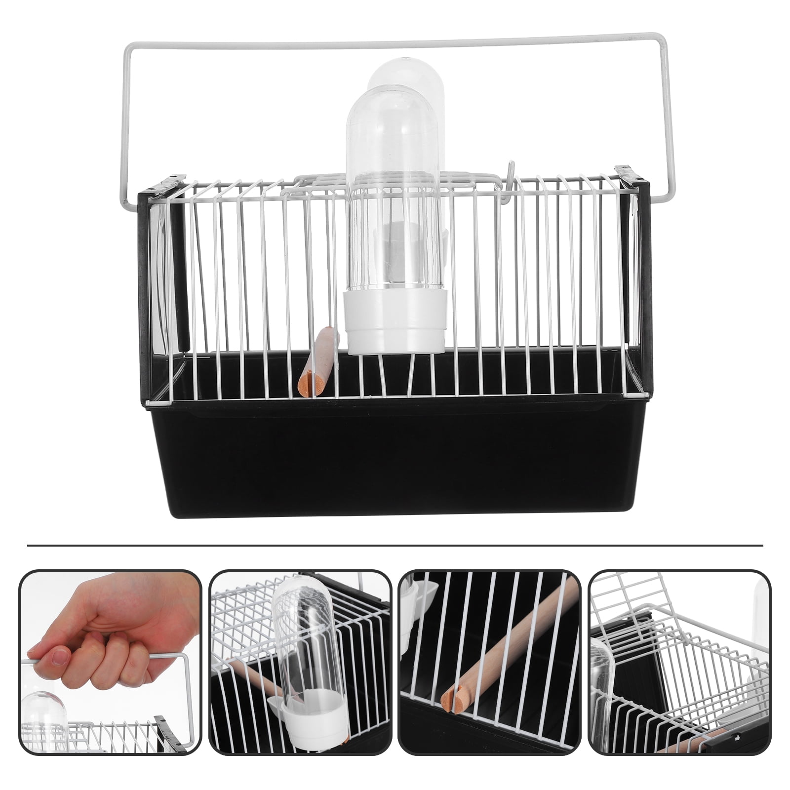 Toyandona 1Pc Handheld Plastic Bird Cage Black for Outdoor Pet Bird Transportation and Activities