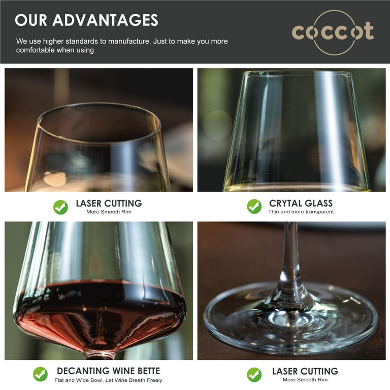 coccot Wine Glasses Set of 6,Crystal White Wine Glasses,Red  Wine Glass Set,Long stem Wine Glasses,Clear Lead-Free Premium Blown  Glassware (18.5oz,6 pack): Wine Glasses