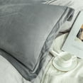thumbnail image 2 of NTBAY 3 Piece Velvet Queen Duvet Cover Set with Zipper Closure and Corner Tie, Ultra Soft and Luxury Comforter Cover Set, 90"x90", Smoke Gray, 2 of 5