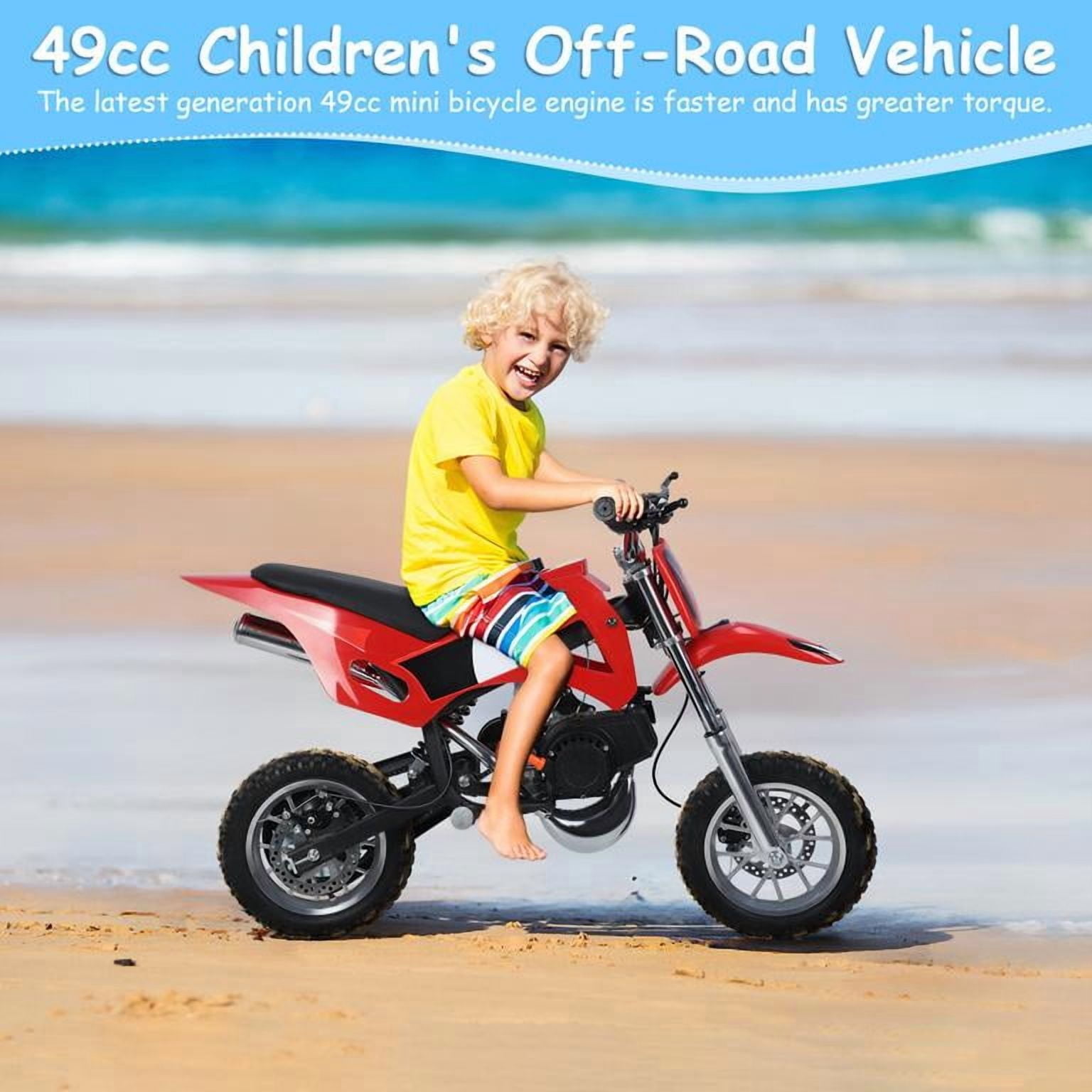 Korogimeeet Kids Gas Dirt Bike Red 49cc 2-Stroke, Entry Level Off-Road Motorcycle with Front Telescopic Forks & Rear Mono-Shock, 40KM/H Top Speed, 100kg Capacity, 41 x 22 x 28 Inch