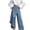 #01-Blue, variant on Women's High-Waisted Asymmetrical Wrap Denim Wide-Leg Pants - Button Flared Jeans for Casual & Office Wear