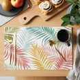 thumbnail image 2 of Watercolor Palm Leaves Placemats Set of 12 Summer Tropical Botanical Bohemia Place Mats Indoor Wipeable Table Mats Washable Cloth Dining Table Placemats for Kitchen Holiday Party Decor 13x19 Inch, 2 of 9