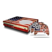 WraptorSkinz Decal Skin Wrap Set works with 2016 XBOX One S Console and 2 Controllers Painted Faded and Cracked USA American Flag