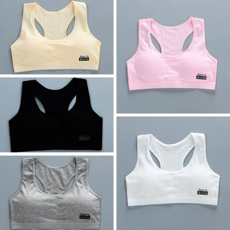 Girls Cotton Training Bra Soft Cup Wireless Vest Design Sport Bra 2 Pack 
