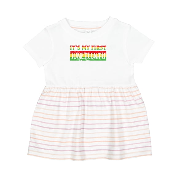 Inktastic It's My First Juneteenth Red, Yellow, and Green Girls Baby Dress