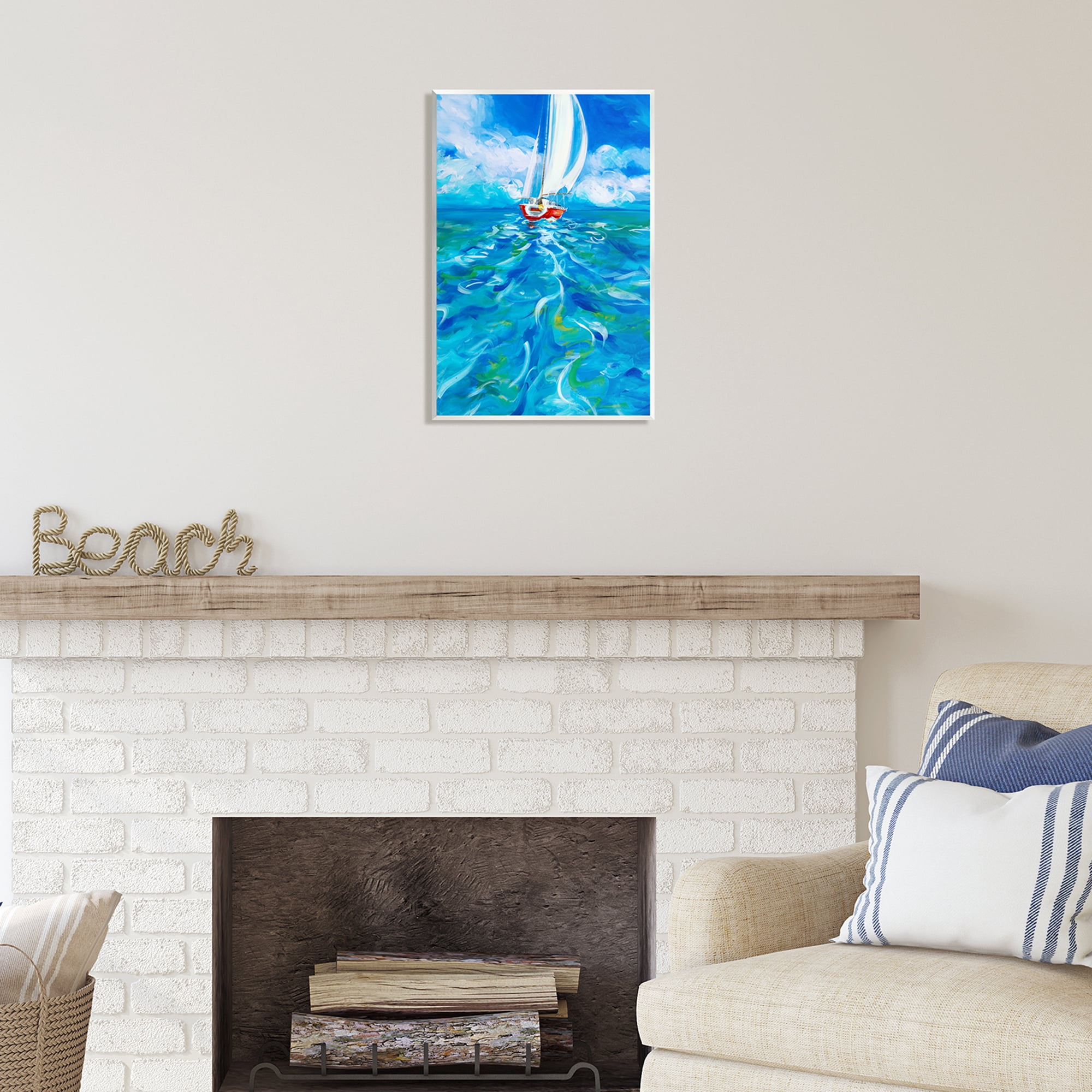 Stupell Industries Vivid Boat Wake Transportation Painting Unframed Art Print Wall Art, 13 x 19