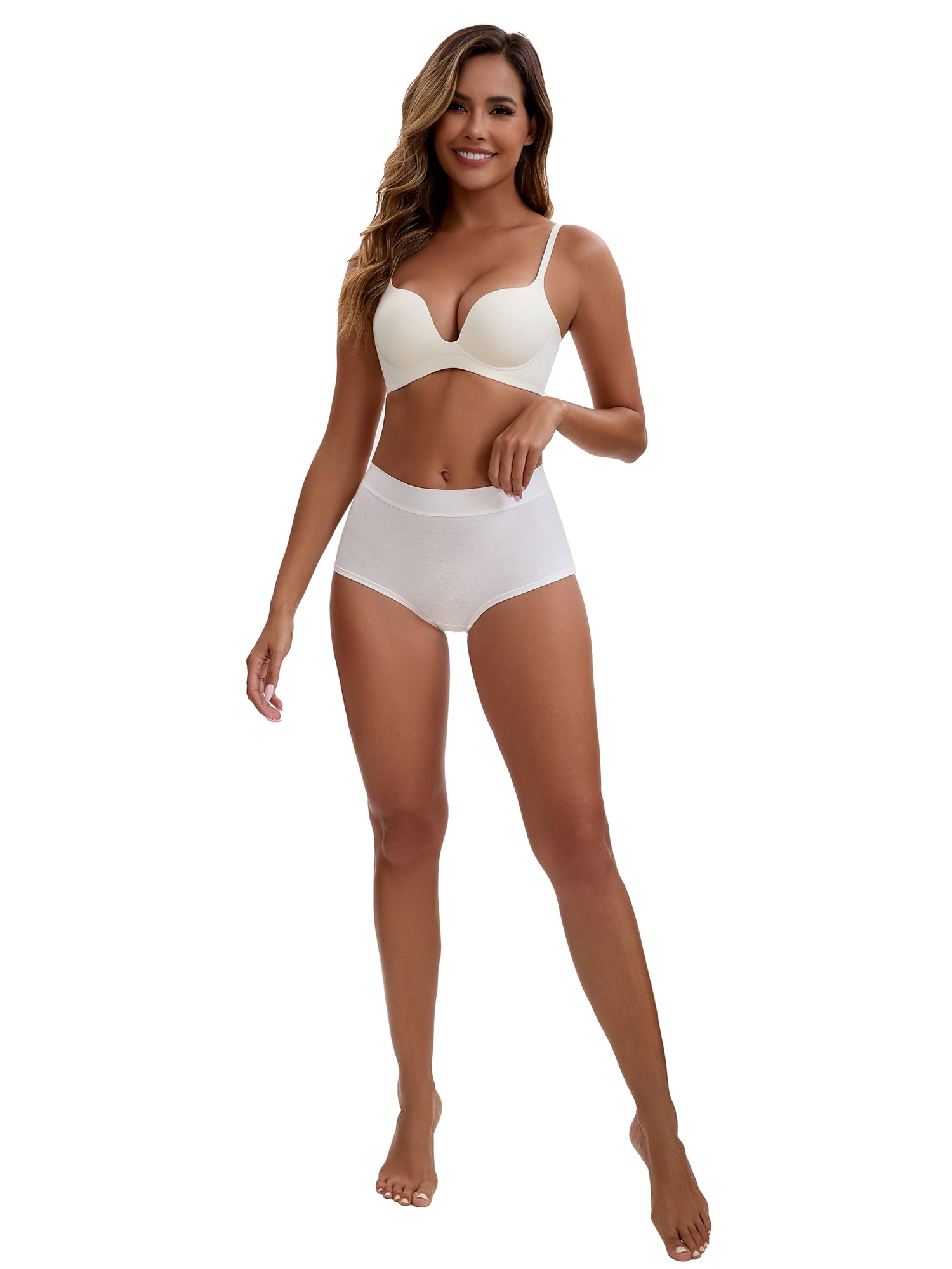 Unique Bargains Women's High Waist Tummy Control Elastic Waistband Boyshorts S White