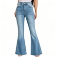 thumbnail image 4 of ClodeEU Women High Waist Flare Jeans,Slim Fit Stretchy Bell Bottom Denim Pants with Pockets ,Women's Plus M, 4 of 8