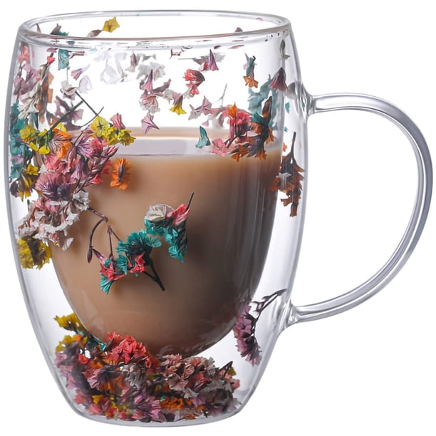 Taza de café NBHUZEHUA de vidrio de doble pared, 350 ml con asa