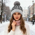 thumbnail image 2 of Fgnfyis Winter Glitter Hat with Ear for Cold Weather Warm Thickened Cap Hats for Women Light Gray, 2 of 5