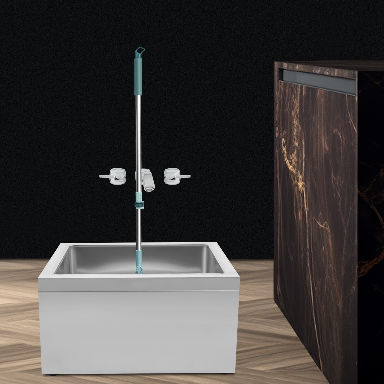 Stainless Steel Floor Mop Sink, 22 * 19 * 12in Commercial Utility Floor Mount Mop Basin Free Standing Utility Sink for Restaurant Kitchen Garage Basement Bathroom (No Backsplash)