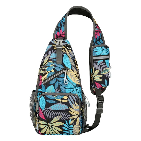 UYYX Backpack For Women Lightweight Floral Leaf Print Sling Chest Bag Water Resistant Crossbody Bag for Commute(Multicolour)