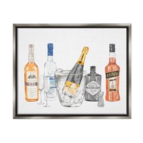Stupell Industries Various Drink Liquor Bottles Graphic Art Luster Gray Floating Framed Canvas Print Wall Art, Design by Ziwei Li