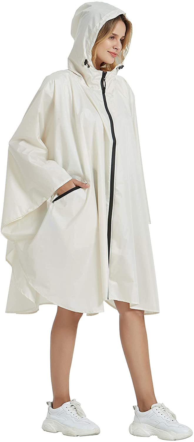 Rain Poncho Jacket Coat Hooded Zipper Style for Women/Men/Adult with Pocket 