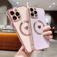 thumbnail image 4 of for iPhone 14 Pro Max Case Magnetic, Cute Heart Phone Case for Women Luxury Plating Full Camera Lens Protect Soft Silicone Shockproof Bumper for iPhone 14 ProMax Case 6.7" (Light Purple), 4 of 10