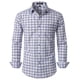 thumbnail image 1 of Camisa JEMITOP para hombre, manga larga, corte ajustado, a cuadros, blanco y azul marino, XL, 1 of 6