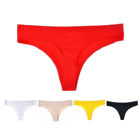 

harmtty Women Panties Solid Color Intimacy High Elasticity Sweat Absorption Low Waist Anti-shrink Breathable Elastic Seamless Underpants for Inner Wear Skin Color