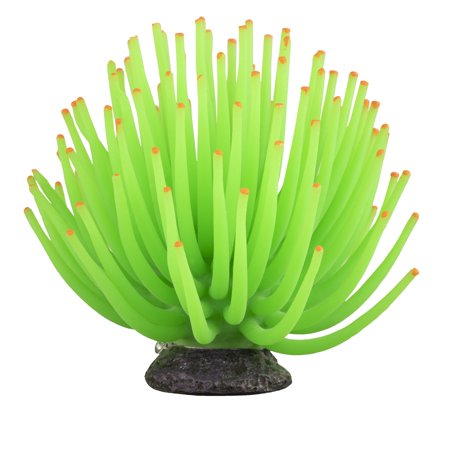 UPC: 0046798784449 | GloFish Large Green Anemone Aquarium Ornament Fluorescent Under Blue LED Light 2 Plants