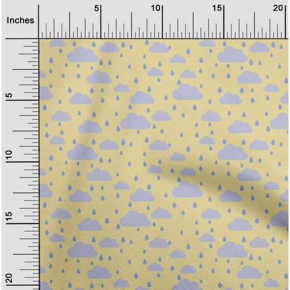 oneOone Viscose Chiffon Fabric Raindrop & Clouds Nature Print Sewing Fabric BTY 42 Inch Wide