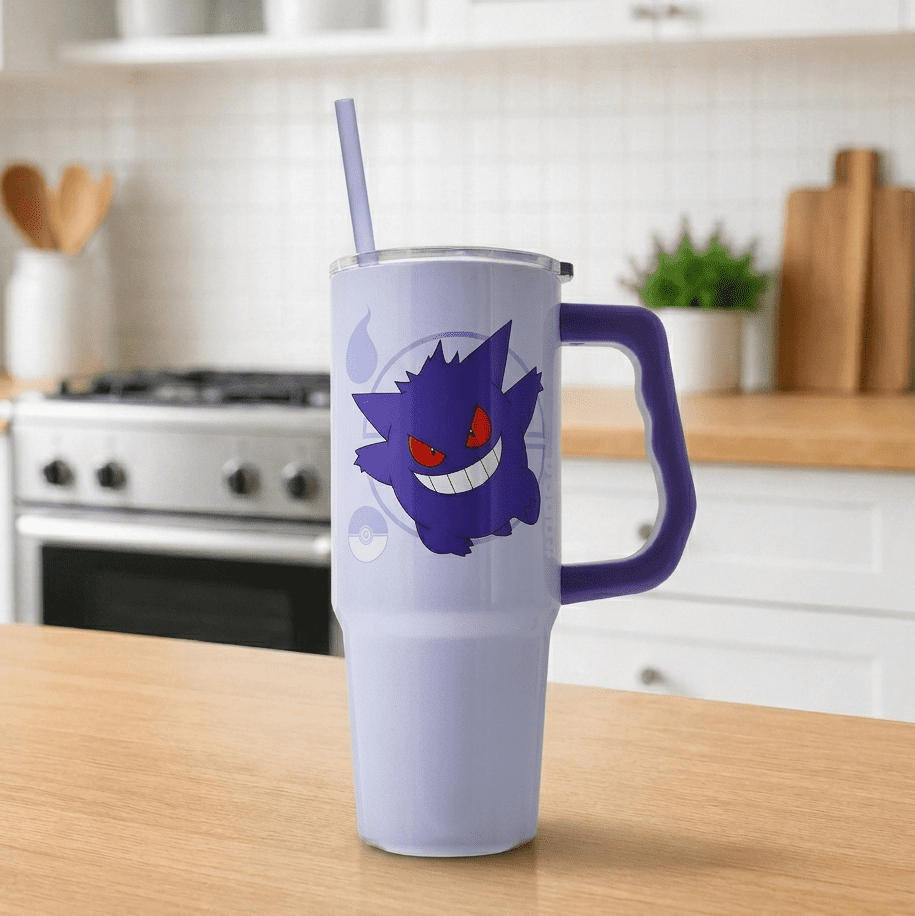 Pokemon Gengar & Type 30oz Stainless Steel Tumbler with Handle and Straw
