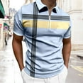 thumbnail image 2 of Afdoent Mens Polo Shirts Male Leisure Fashion Striped Color Block Short Sleeve Shirt Top Comfortable, 2 of 4