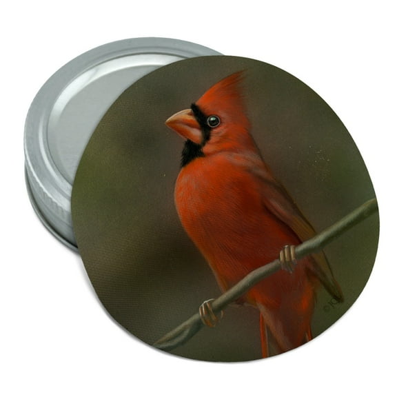 Red Cardinal Bird On Branch Round Rubber Non-Slip Jar Gripper Lid Opener
