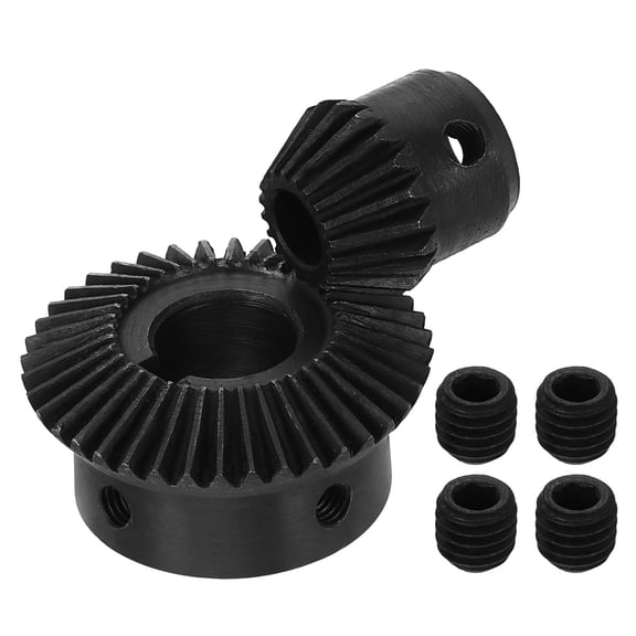 2 Pack Tapered Bevel Gears Set, 1 Mod 1:2 (20T/40T) Harden Steel Straight Bevel Gear, 90 Degree Steering Motor Gears, (8mm/14mm Shaft Hole with Keyway)