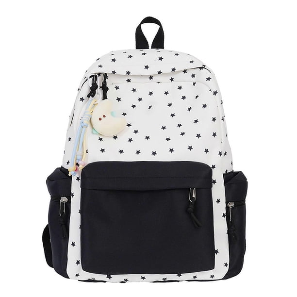 Lovely Travel Backpack for Teens Casual Daypacks Aesthetic Backpack Students School Bag Star Print Rucksack Yellow