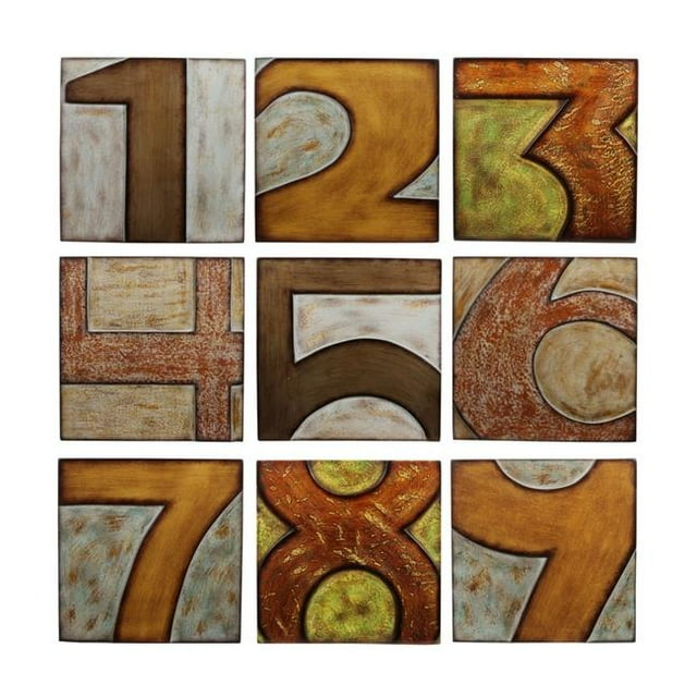 Privilege 63068 9 Pièces en Bois Numérotées Décor Mural