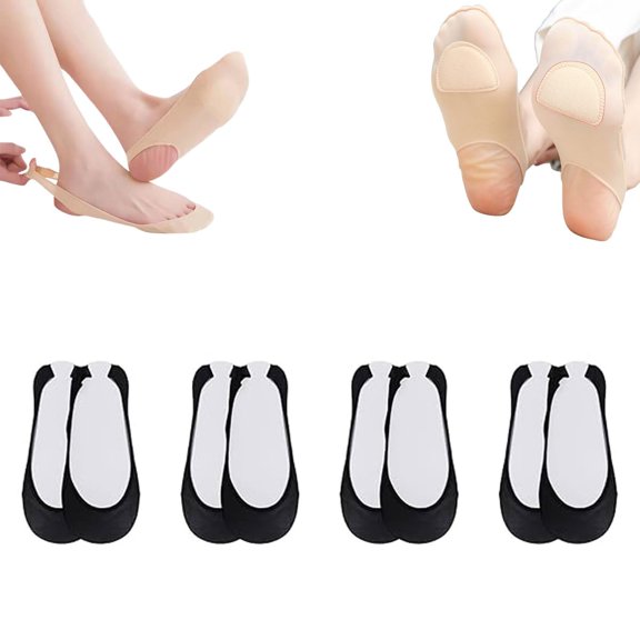 Women’s Ice Silk No Show Ultra‑Thin Liners – Invisible Breathable Anti‑Slip Socks, Non‑Slip Silicone Heel Grip, for Flats, Loafers, Dress Shoes 4 Pairs