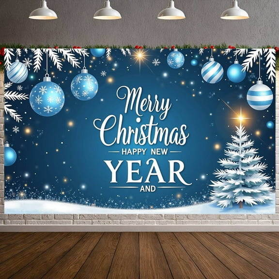 Festive Design Merry Christmas Snowflake Holiday Banner Happy New Year Celebration for Winter Party Home Wall Decor Seasonal Festivity