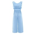 thumbnail image 5 of Gaecuw Dressy Jumpsuits for Women Sleeveless Cold Shoulder Backless Overall Square Neck Band Collar Solid Onesie Ruffle Peplum One Piece Outfits Casual Long Pants Wide Leg Summer Romper Calf Length, 5 of 5