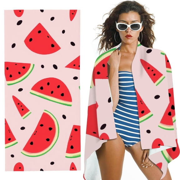RKSupls Watermelon Print Microfiber Beach Towel, Extra Large Quick Dry Lightweight Towel for Travel Swimming Camping, Soft Super Absorbent- 30x60 in