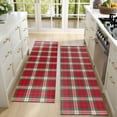 thumbnail image 4 of Kitchen Rugs Sets Of 2,Red and Green Christmas Plaid Pattern Anti Fatigue Kitchen Mat Rugs Non Slip Washable,Decorative Kitchen Floor Mats for Kitchen,Sink,Laundry,17"X47", 4 of 5