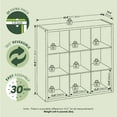 thumbnail image 3 of Furinno CUBICLE Book Shelf, 9-Cube Thick Frame Bookshelf, Reversible Bookcase with Open Back, 14.6" x 43.8" x 43.8", for Living Room, Bedroom, Home Office, Sage Green, 3 of 8