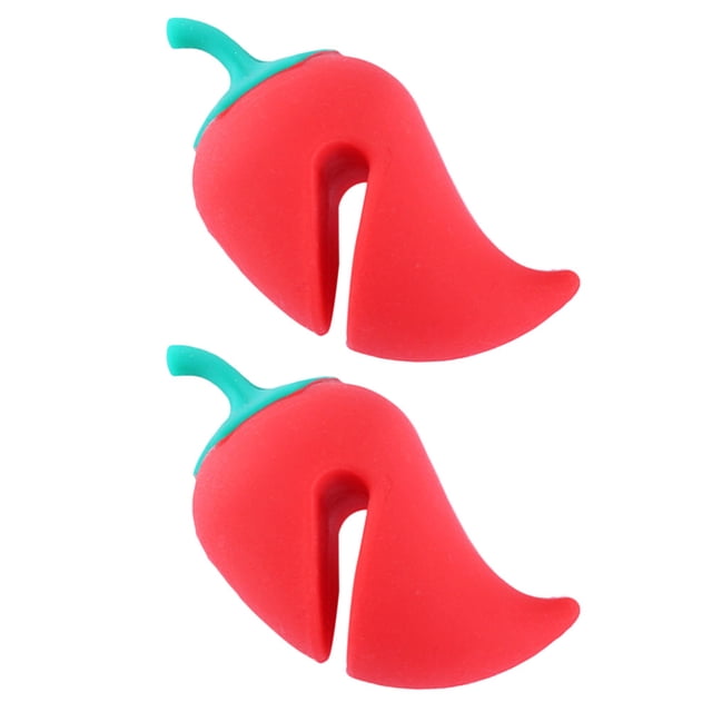 2 elevadores de tapa de silicona antiderrames con forma de pimiento para liberar vapor (rojos)