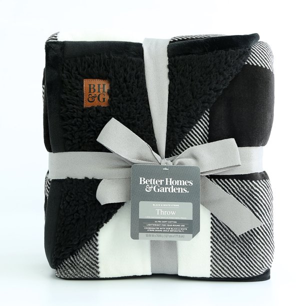 Better Homes&gardens Oversized Sherpa Throw Black Buffalo Walmart