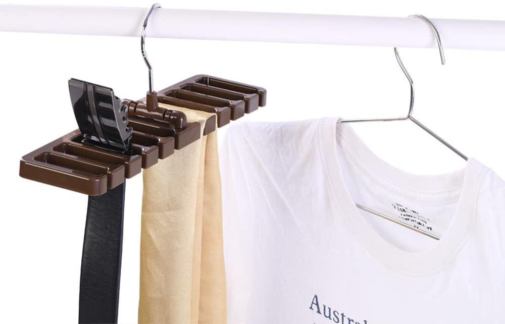Beige Belt Hanger Rack Holder 10 Slot Tie Belt Scarf Rack Organizer Sturdy Plastic Closet Wardrobe Space Saver