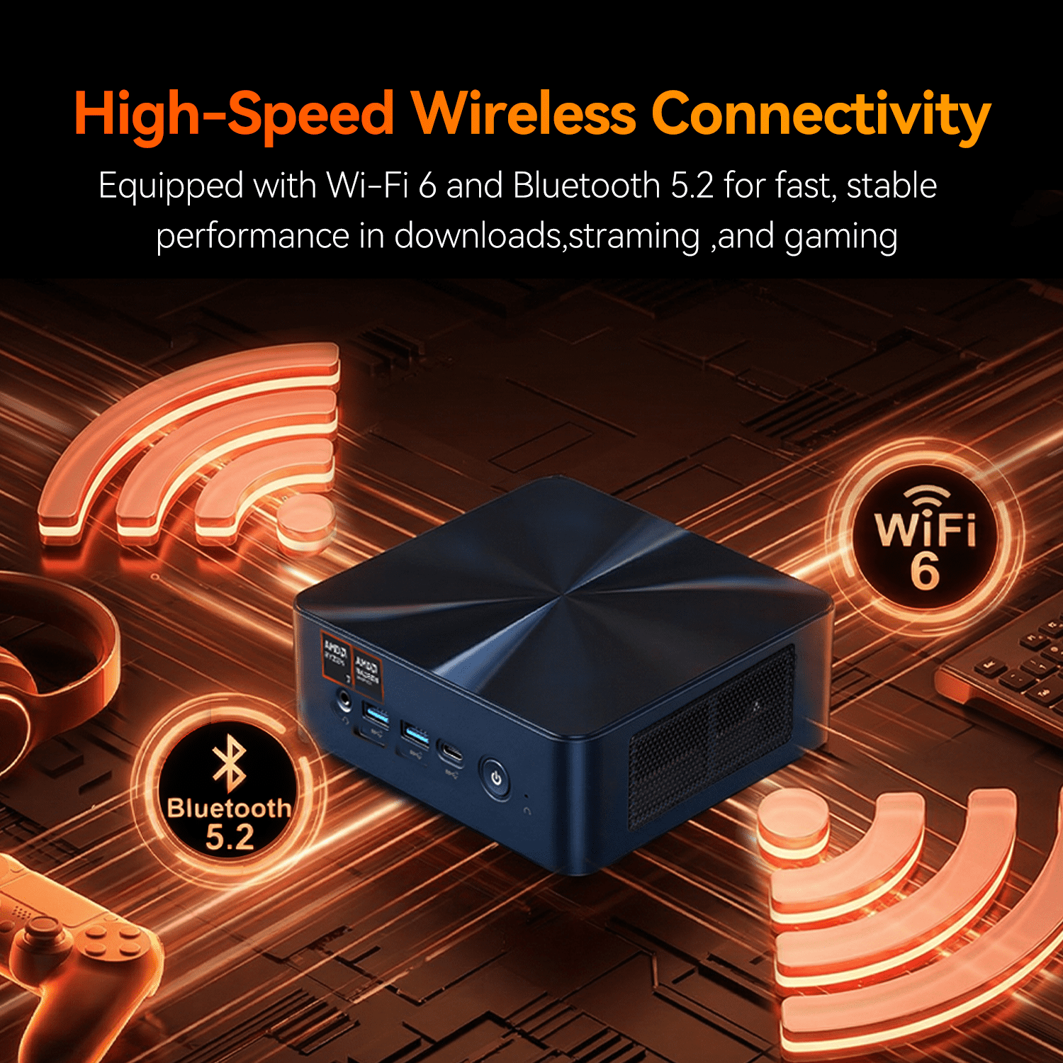 BRENUC N7P Mini Desktop PC Barebone, AMD Ryzen 7 8845HS, Wifi 6 & Bluetooth 5.2 ,No RAM/No SSD