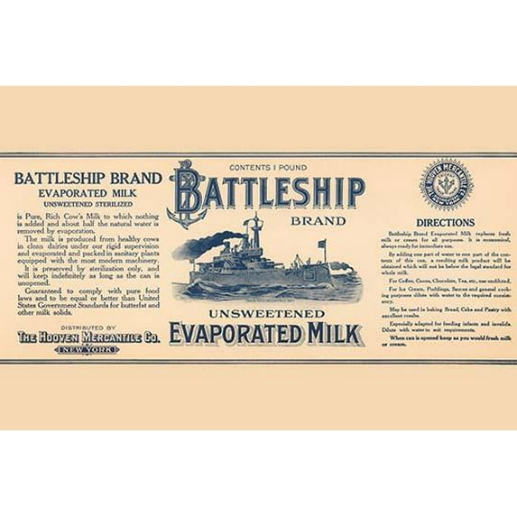 Battleship Brand Unsweetened Evaporated Milk-Fine Art Canvas Print (20" x 30")